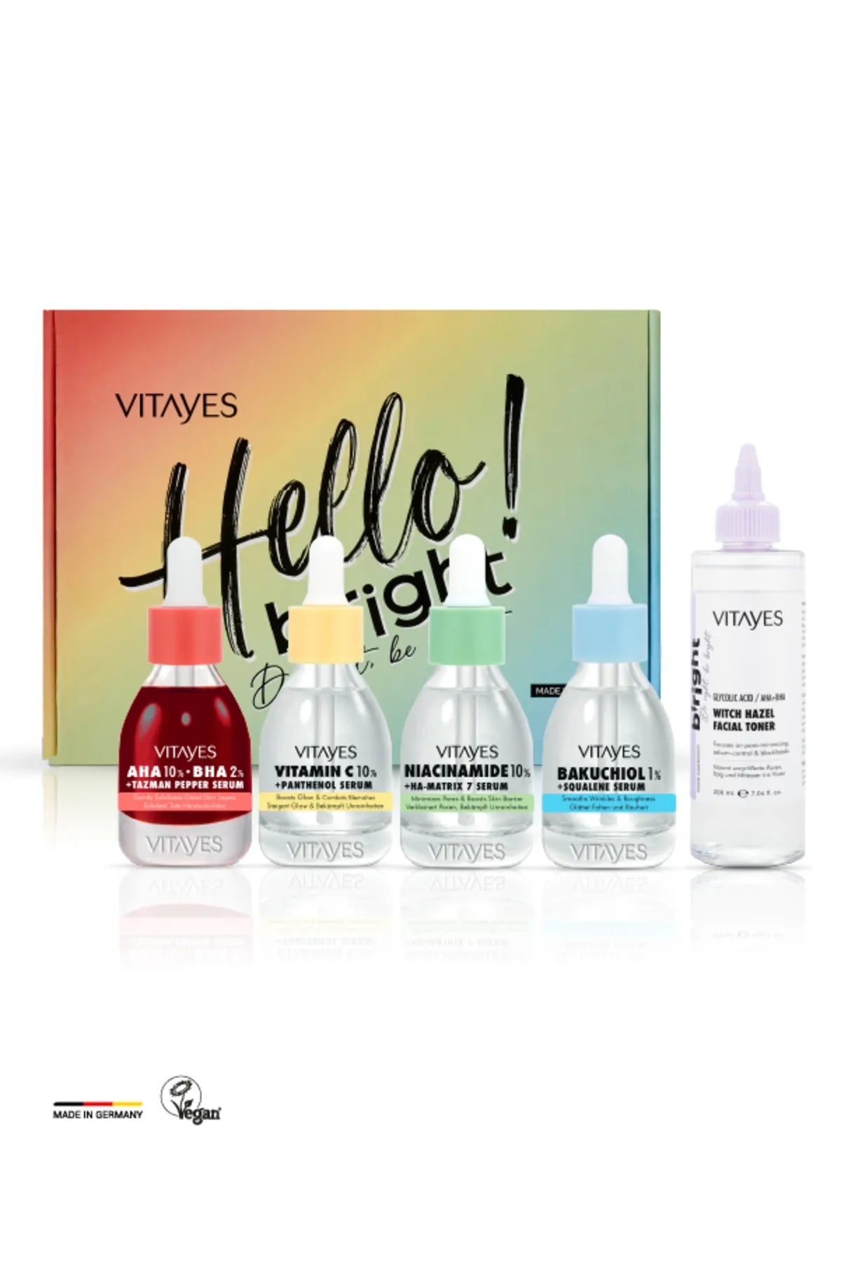 Sivilce Akne Lekeleri Karşıtı Gözenek Sıkılaştırıcı Yenileme Etkili Vitayes Aha & Bha Peeling Serum & Nemlendirici Vitayes C Vitamini Serumu Cilt Tonu Eşitleyici ve Aydınlatıcı Parlak Görünüm & Gözenek Sıkılaştırıcı Cilt Tonu Eşitleyen Akne Sivilce Leke Karşıtı Vitayes Niacinamide Serum & Nemlendirici Kırışıklık Önleyici Vitayes Bakuchiol Serum Doğal Retinol Alternatifi & Cilt Yenileyici Sivilce ve Akne Leke Karşıtı Gözenek Sıkılaştırıcı Glikolik Asit Etkili Vitayes Yüz Tonik