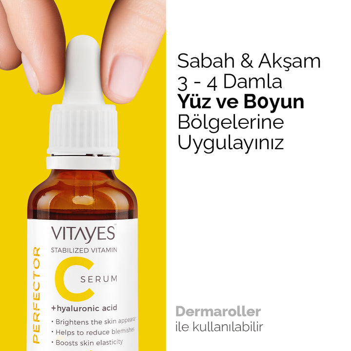 Koyu Lekelere Karşı Cilt Tonu Eşitleyici Vitayes C Vitamini Serum Parlak ve Canlandırıcı Etki