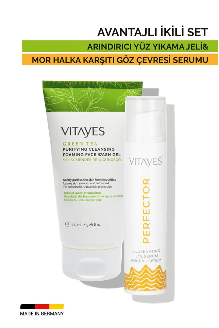 Nemlendirici Peptit Vitayes Göz Serumu Sıkılaştırıcı Kırışıklık Önleyici Göz Altı Torbaları ve İnce Çizgiler & Akne Karşıtı Yağlı Ciltler Sivilce ve Siyah Nokta Giderici Vitayes Yüz ve Makyaj Temizleme Jeli