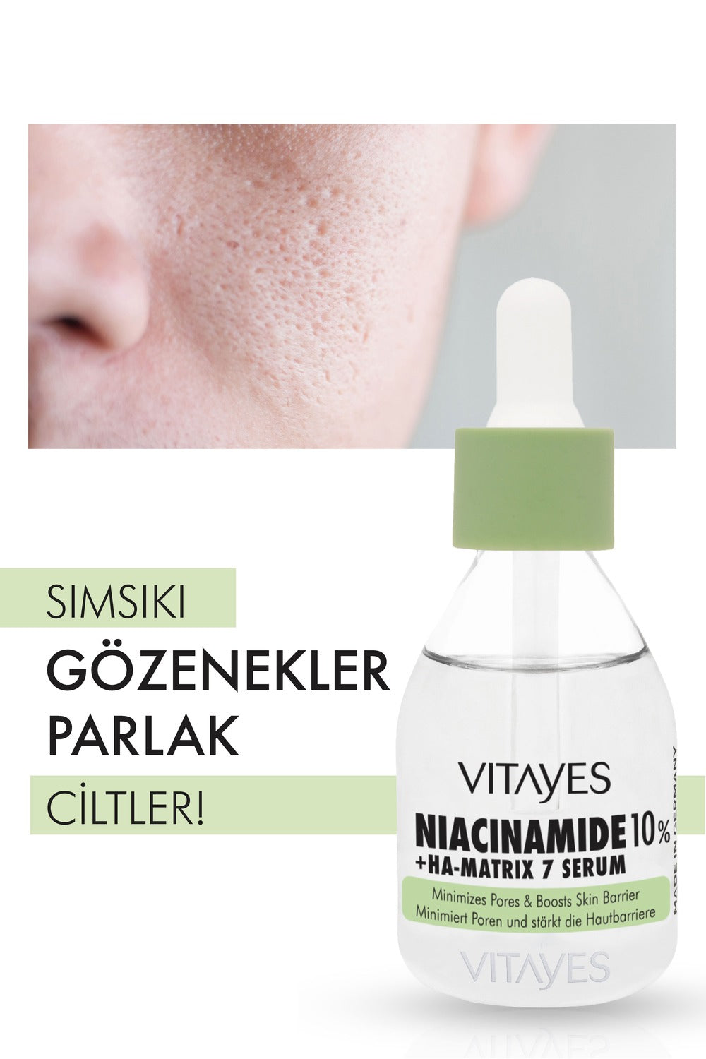 Gözenek Sıkılaştırıcı Cilt Tonu Eşitleyen Akne Sivilce Leke Karşıtı Vitayes Niacinamide Serum