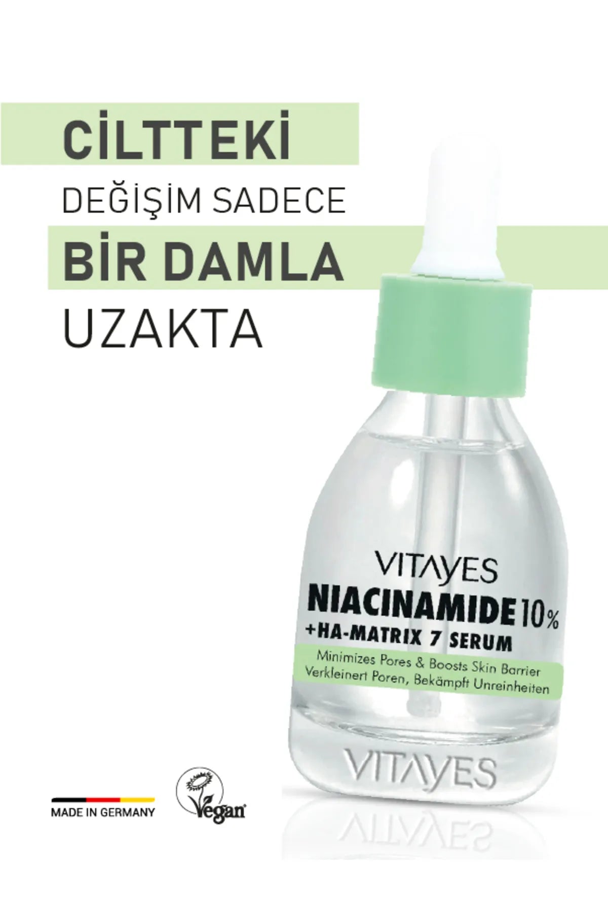 Gözenek Sıkılaştırıcı Cilt Tonu Eşitleyen Akne Sivilce Leke Karşıtı Vitayes Niacinamide Serum