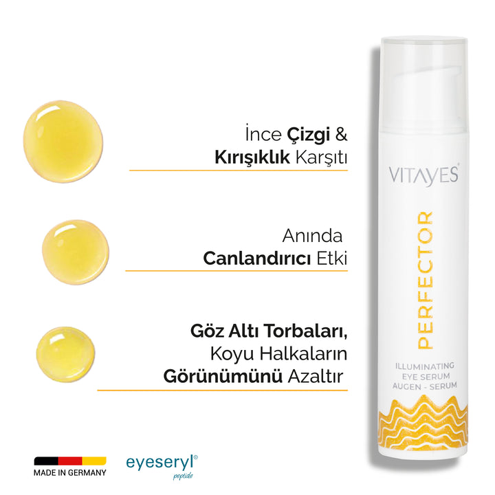 Nemlendirici Peptit Vitayes Göz Serumu Sıkılaştırıcı Kırışıklık Önleyici Göz Altı Torbaları ve İnce Çizgiler