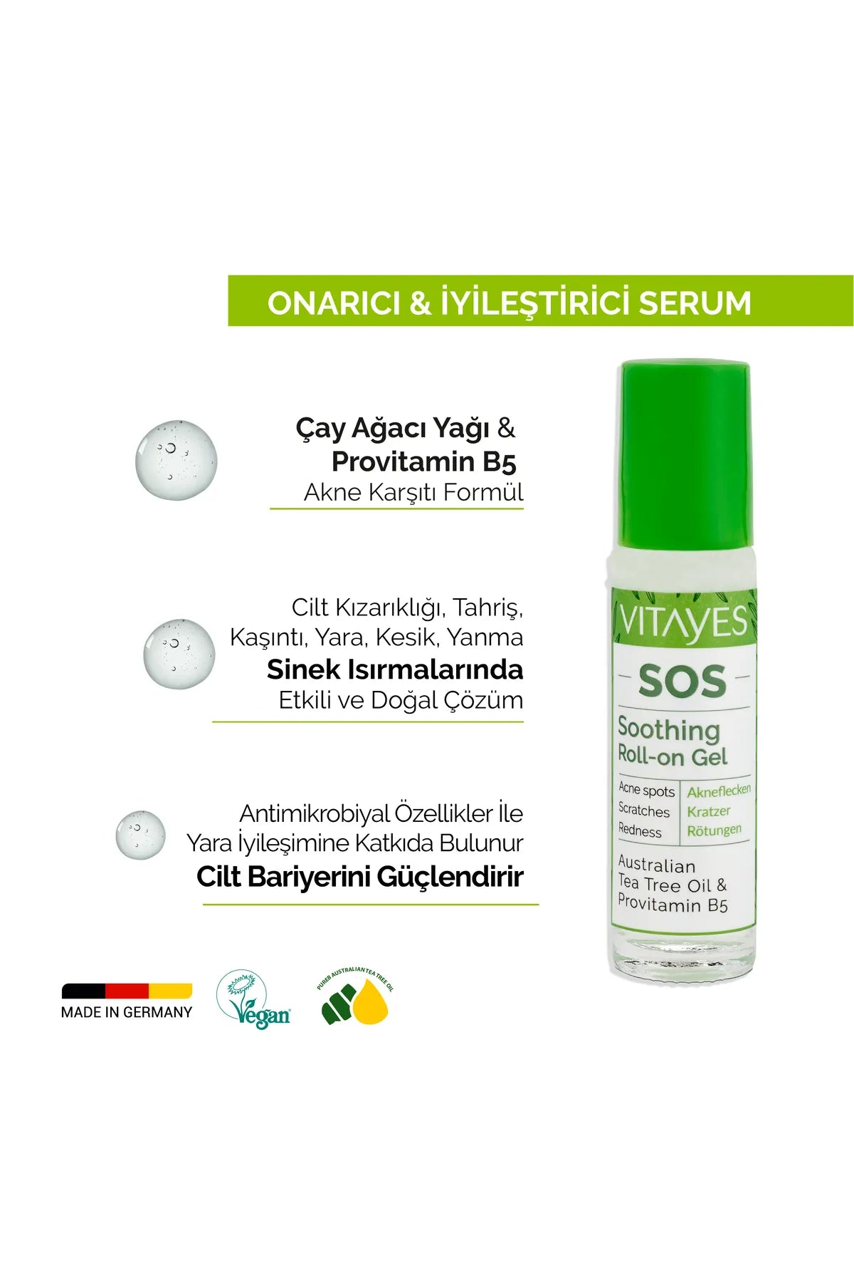 Onarıcı ve Yatıştırıcı Vitayes Çay Ağacı Yağı Özlü SOS Serum