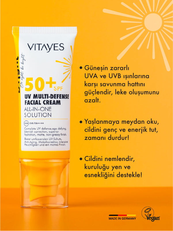 UVA & UVB Koruma Aydınlatıcı Nemlendirici Yaşlanma Karşıtı Vitayes Yüz Kremi