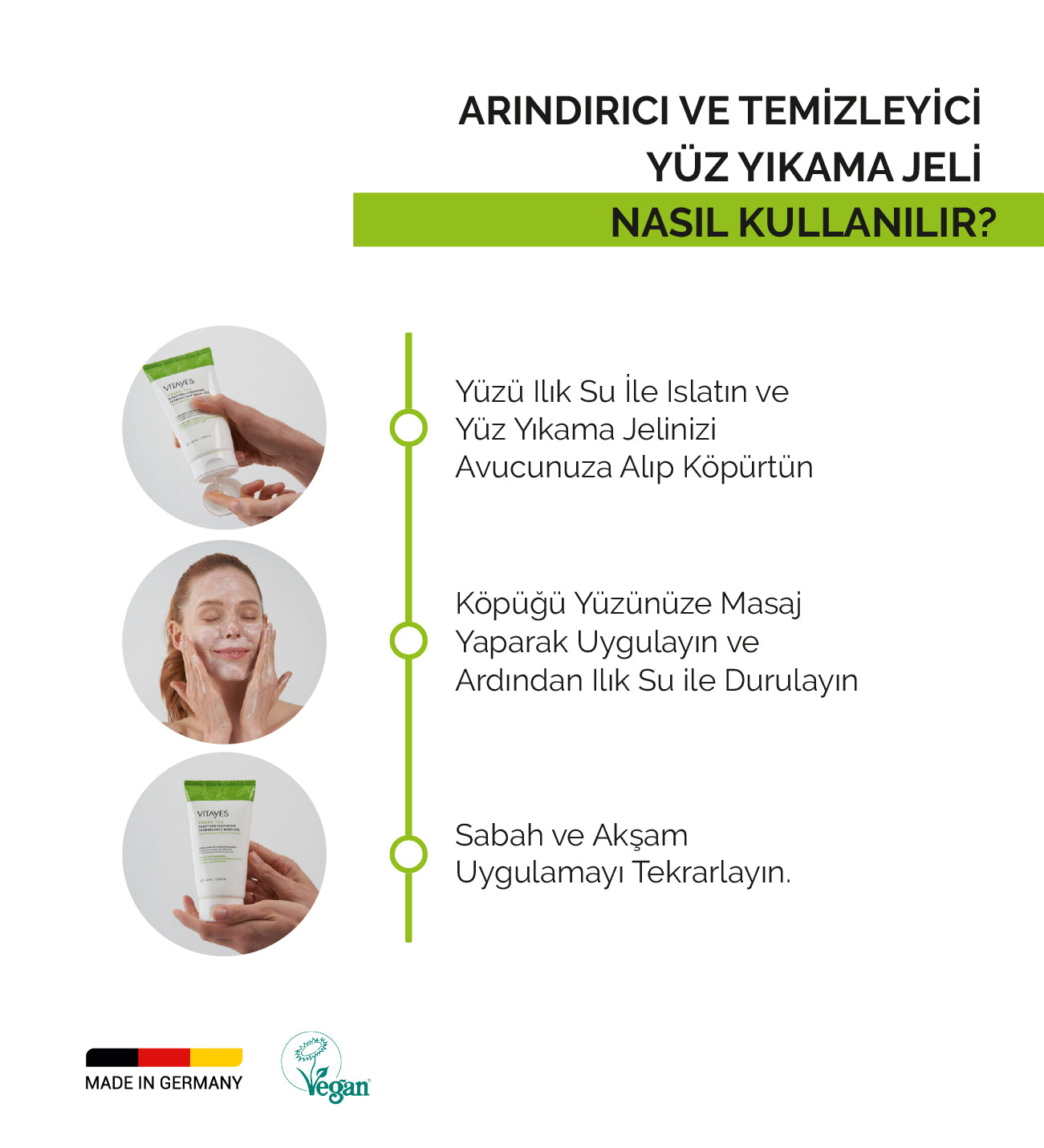 Akne Karşıtı Yağlı Ciltler Sivilce ve Siyah Nokta Giderici Vitayes Yüz ve Makyaj Temizleme Jeli