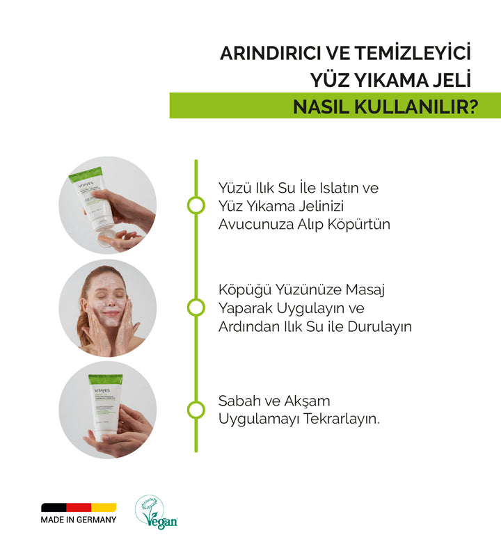 Akne Karşıtı Yağlı Ciltler Sivilce ve Siyah Nokta Giderici Vitayes Yüz ve Makyaj Temizleme Jeli
