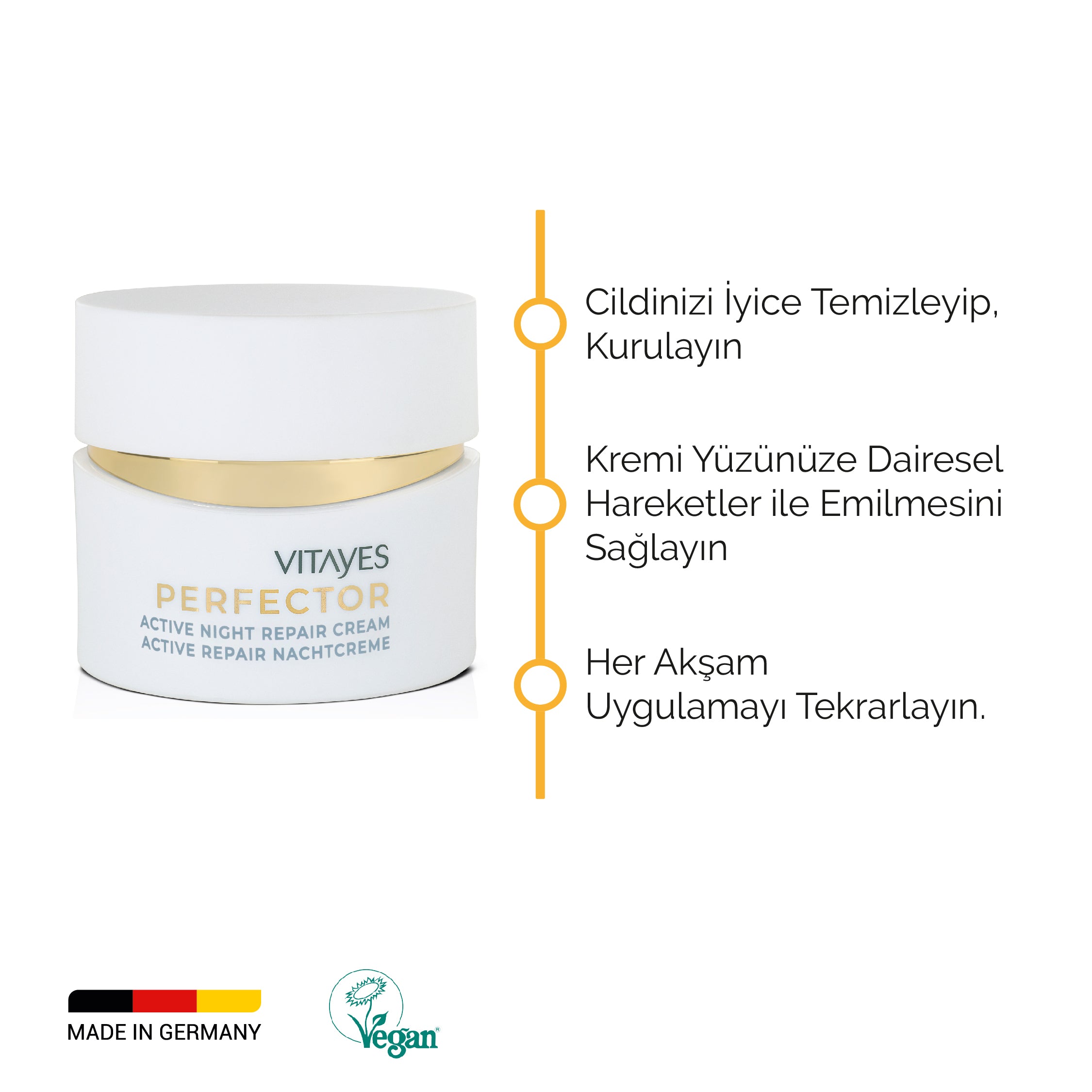Kırışık Önleyici Nemlendirici Vitayes Gece Krem Aydınlık Cilt ve Onarıcı Bakım