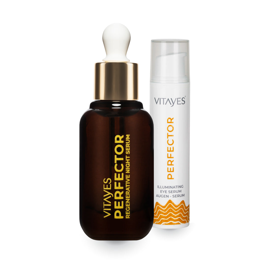 Hyaluronik Asit ve Mineralli Yenileyici Aydınlatıcı Etkili Vitayes Gece Serum & Nemlendirici Peptit Vitayes Göz Serumu Sıkılaştırıcı Kırışıklık Önleyici Göz Altı Torbaları ve İnce Çizgiler