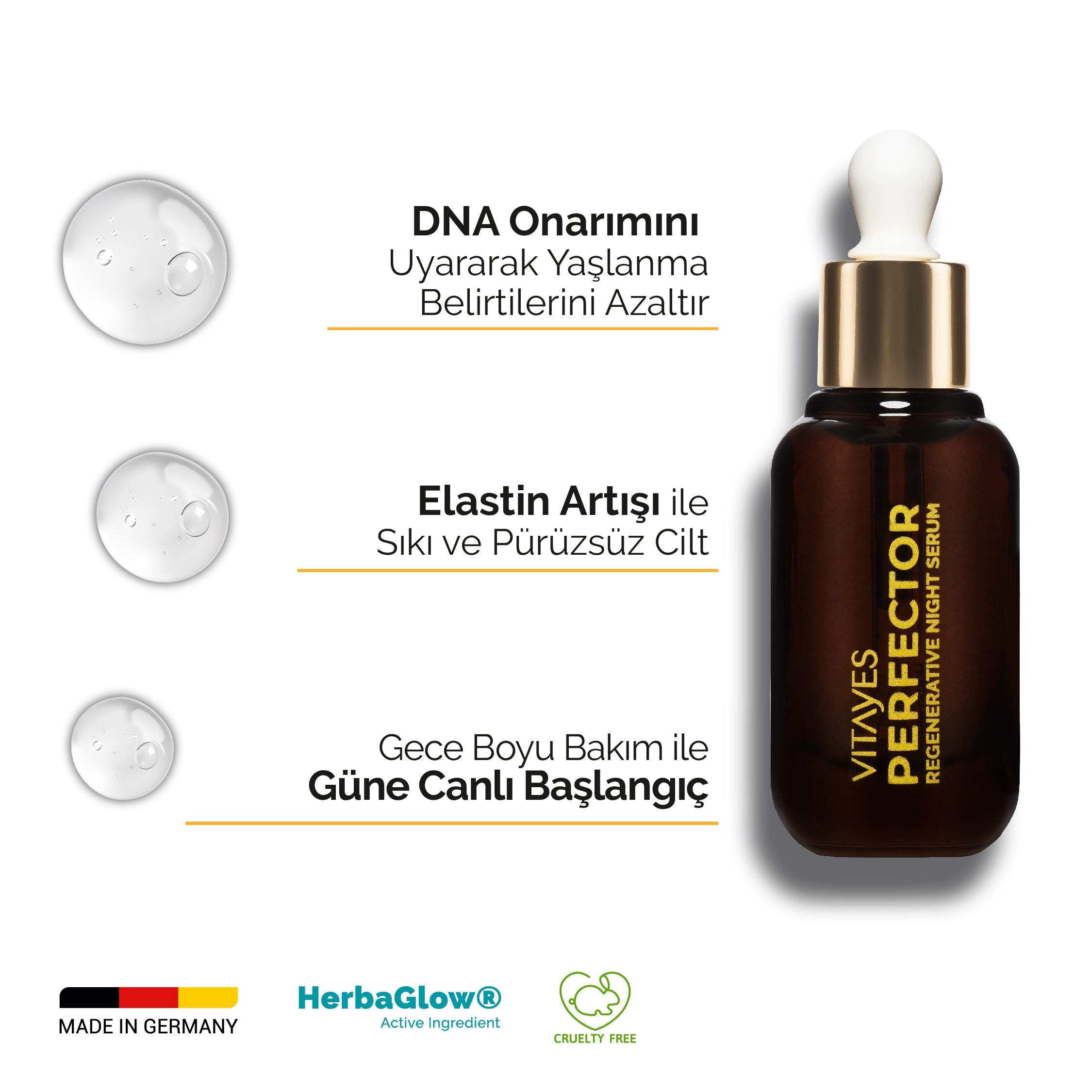 Hyaluronik Asit ve Mineralli Yenileyici Aydınlatıcı Etkili Vitayes Gece Serum