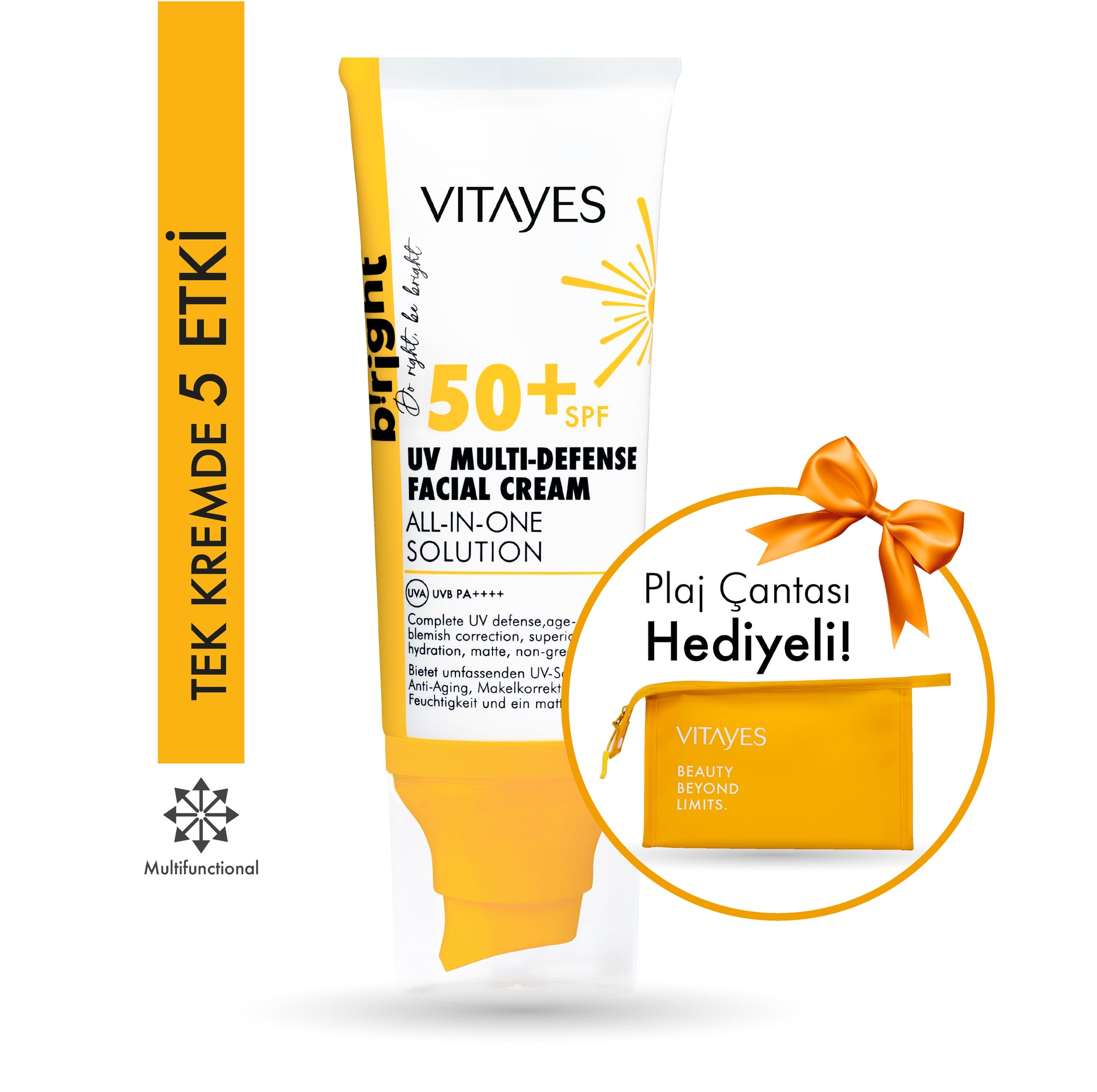 b!right SPF 50+ Çok Fonksiyonlu Yüksek Korumalı Nemlendirici Yüz Güneş Kremi - 50 ml